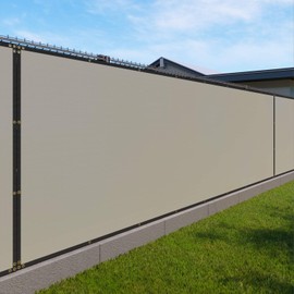 Windscreen4less 6' x 8' Solid Beige Fence Privacy Screen Commercial-grade Solid Vinyl 100% privacy Blockage (480GSM) for Wall Garden Yard Backyard