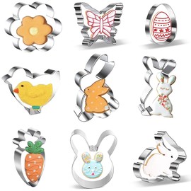 SGERUFZ 9 Stück Ausstechformen Ostern - Hase, Küken, Ei, Häschenkopf Edelstahl Ausstechformen Ostern Set Keksausstecher für Backen Plätzchen Kuchen Desserts