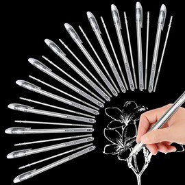 YunJoyous Pack of 12 Gel Pens White 0.8 mm with 12 Refills Fine Tip Gel Pen Waterproof Pen Smooth Writing White Fine Liner Art Pen Set for Drawing Scrappingbook Guest Bu