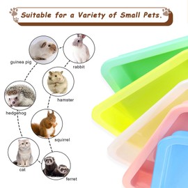 5pcs Kitten Litter Box, Small Cat Litter Box with Scooper, Small Litter Pan Low Entry Shallow Plastic Litter Tray Portable Cat Waste Tray Open Travel Kitten Boxes for Small Pet Rabbit Newborn Cat