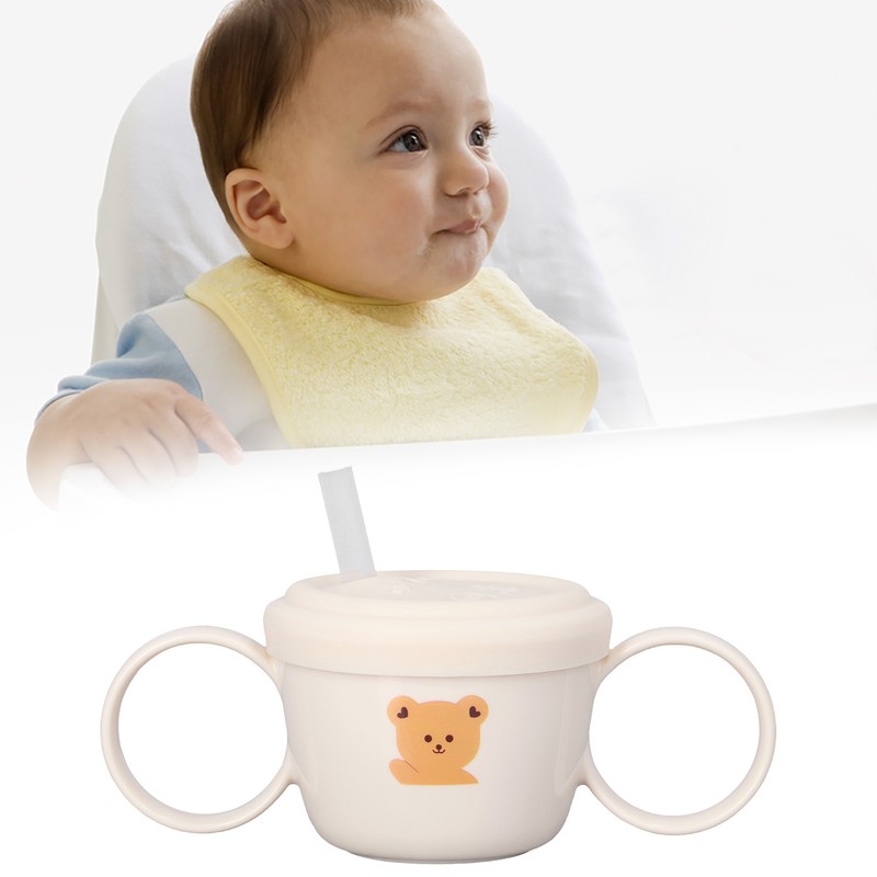 Baby Learning Drinking Cup 200mL Cartoon Animal Print Silicone Training