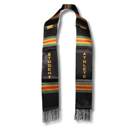 Generic Student Athlete Sublimated Kente Cloth Graduation Stole - Vibrant Satin Finish, Red, Black, Yellow, Green