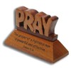 Pray Christian wood mahogany James 5:16 desktop gift