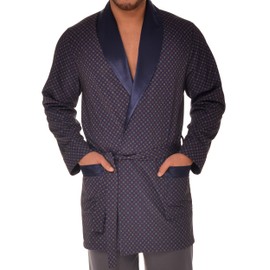 Revise RE-502 Elegant Short Men's Dressing Gown - Smoking Jacket – Darkblue – XXL