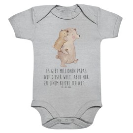 Mr. & Mrs. Panda Organic Baby Bodysuit Papa Bear Cotton, gray
