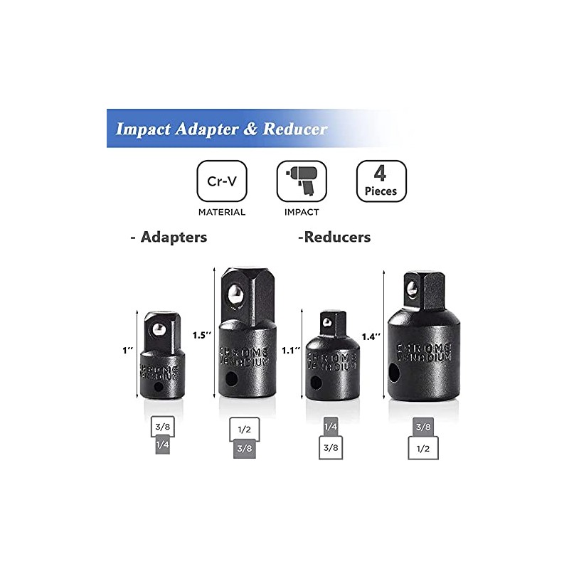 Mesee Impact Socket Adapter Set, 12-in-1 Air Impact Ratchet Wrenches