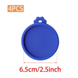 Pine & Linen 4 Pcs 2.5inch Durable Pet Can Lids, Silicone Small Pet Can Covers Waterproof Cat Food Cans Lids for 3 oz Cat Food Cans（Blue）
