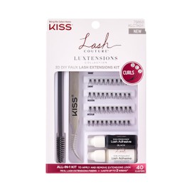 KISS Lash Couture Luxtensions False Eyelashes, Lash Extension Kit, 40 Reusable Lash Clusters, 12mm, Tweezers, Spoolie, Semi-Permanent Lash Adhesive & Remover
