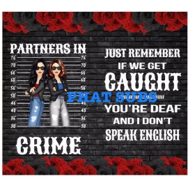 Unbranded 20oz Sublimation Tumbler Wrap Partners In Crime Black Brown Ready to Press