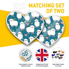 2 x Heart Stickers 7.5 cm - Cute Sheep Heart Lamb Kids Fun Fun Decals for Laptops,Tablets,Luggage,Scrap Booking,Fridges, 14792
