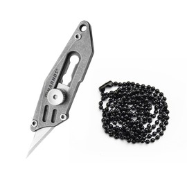 Harnds Pea Sharp Utility Knife Retractable Exacto Knife with Titanium Alloy TC4 and 5 Pcs SK5 Steel Blades, Craft Hobby Knife for Cartons, Art, Craft Making (Stonewash)