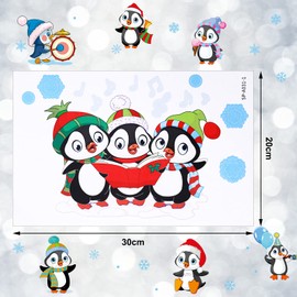 Chinco 9 Sheets Christmas Decorations Snowflake Winter Penguin Wall Decals Holiday Snowflake Penguin Decals for Bedroom Room Decor, Christmas Party Supplies