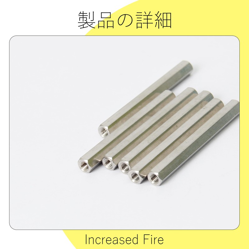 Increased Fire Stainless Steel Hex Nuts M3 45mm Length 6pcs