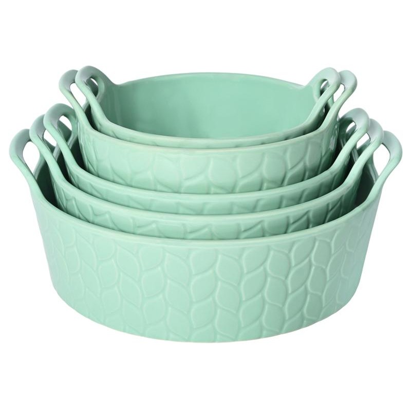 QVC Tempt-tations Carved Willow 5-Piece Round Nestable Bake and Serve