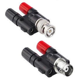 iguTrail BNC Adapter, BNC Male to Dual 4 mm Banana Socket Binding Post, BNC Female to Two Dual Banana Plugs, Audio Adapter Plug, Potential Equalization Rail Pack of 2