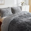 Wajade Plush Shaggy Ombre Grey Comforter Set, 3 Pieces Full/Queen