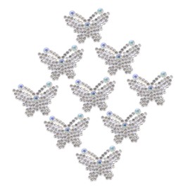 OSALADI 10Pcs Butterfly Rhinestone Patches for Clothing DIY Decor Easy Fabric Accessories Wear Resistant Badge for Hats and Outfits Elegant White Color