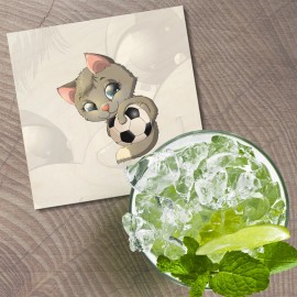 Unbranded Funny Cat Soccer Ball Animal 4'' X 4'' Square Wooden Coaster