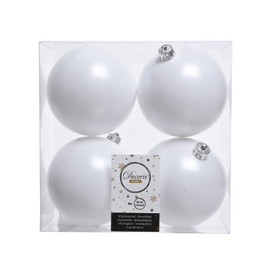 Weihnachtsbaumkugeln, Bruchsicher, Pack 4 x100mm Winter White