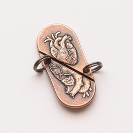 Shire Post Mint Copper Whole Heart Breakable Charm Necklace Set - 30" Chain x2