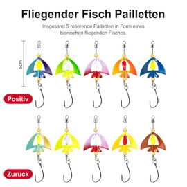 5pcs LUYA Spinnpailletten Set Fliegenfischer-Köder Hand Cranked Angeln Köder UV Spinning Sequins Köder für barsch Geeignet für Süß- oder Salzwasser Geschwindigkeit bucktails Bass Form Jigs
