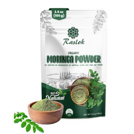 Raslok Moringa Powder | 100% Pure Leaf | No Additives or Preservatives | Vegan, Non-GMO, Shade-Dried Superfood | 3.5 oz (100g) | Natural Green Nutrient-Rich Energy Boost
