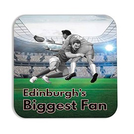 AK Giftshop Edinburgh's Biggest Fan Rugby Themed Coaster - Birthday Gift/Stocking Filler