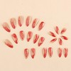 MERVF Almond Press on Nails Medium Fake Nail Red Marble