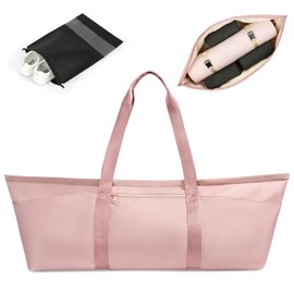 Aucuu Large Yoga Mat Bag, Yoga Mat Tote Carrier, Gym Bag, Yoga Bag, Long Pilates Bag, with Adjustable Carry Strap, Bottle Pocket and Wet Compartment, Travel Yoga Gym Bag for Women Men for Yoga Gym