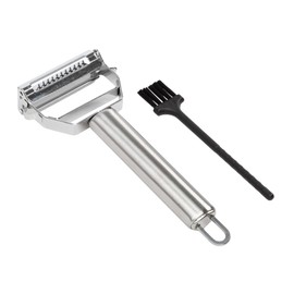Tasty Julienne Vegetable Peeler with Cleaning Brush, Sharp Stainless Steel Blades, 2 Piece Set, Dishwasher Safe