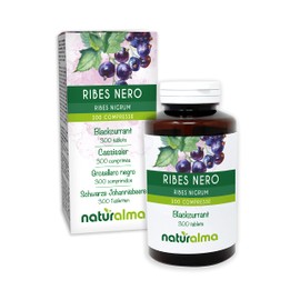 Black Currant (Ribes Nigrum) Leaves and Fruits Naturalma | 150 g | 300 Tablets of 500 mg | Dietary Supplement | Natural and Vegan