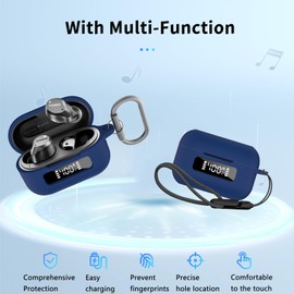 for TOZO NC9 2024 Case Cover,Wireless Earphone Silicone Protective Cover(with Carabiner + Lanyard) Drop-Proof,Scratch-Proof,Shock-Proof,Reserved Charging Port,Case for New TOZO NC9 2024(Blue)