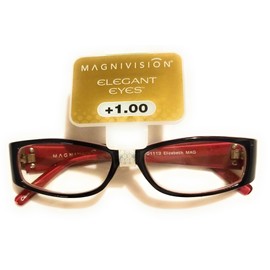 Magnivision Elegant Eyes Elizabeth (Magenta) Women's Rectangular Reading Glasses (+1.00)