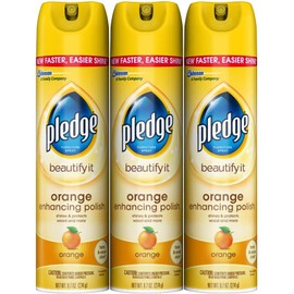 Pledge Multi-Surface Furniture Polish Spray, Works on Wood, Granite, and Leather, Shines and Protects, Orange, 9.7 oz - Pack of 3