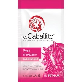 el Caballito, el único Colorante en Polvo para ropa color Rosa mexicano ¡Revive y cambia el color de tu prenda favorita! Sobre con 16g