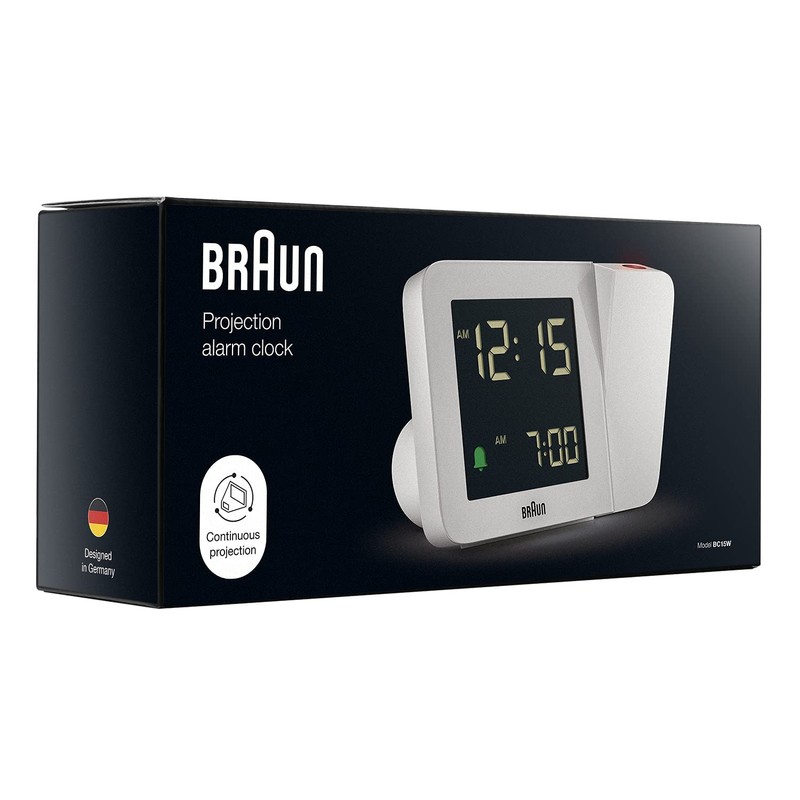 Braun Digital Projection Alarm Clock with 4 Backlight Options, Negative