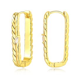 GW Hoop Earrings Gold Silver 925 Small Women's Jewellery Women's Hoops Earrings Gifts for Women, Yellow Gold