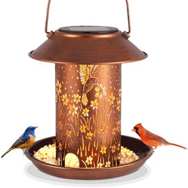Bird Feeders for Outdoors Hummingbird Solar Lanterns Outdoor Waterproof Hanging Garden Decor Birthdays Gifts for Women Mom Metal Solar Decoration Outside for Yard, Patio, Lawn, Pathway | Tepaken