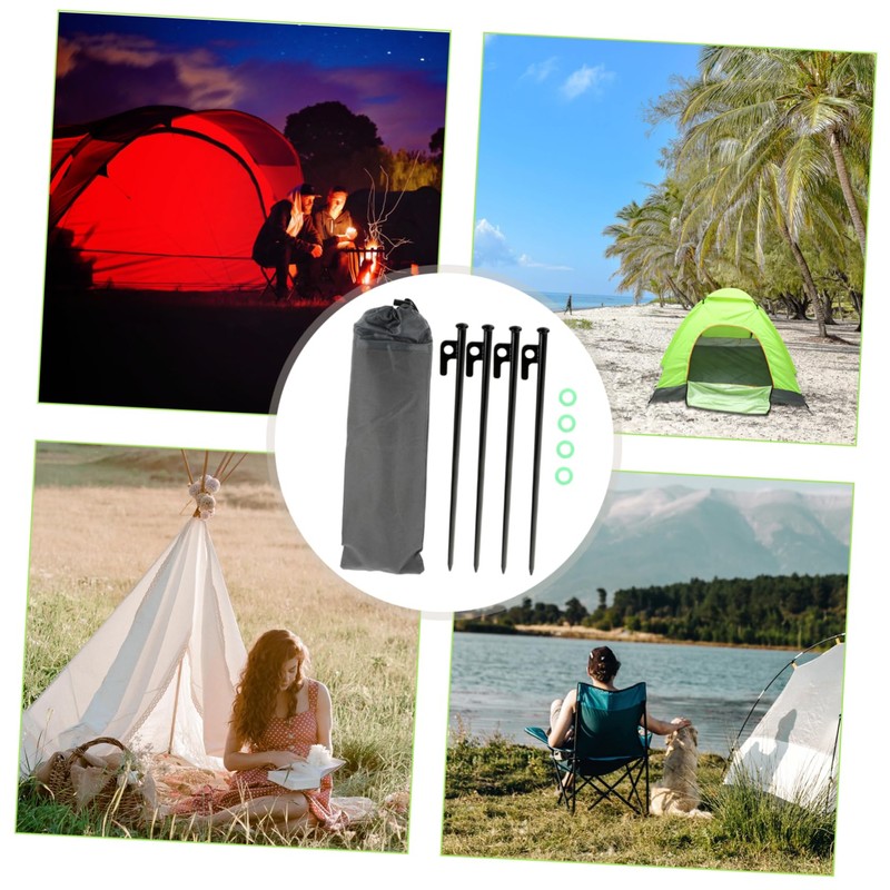 KOMBIUDA 1set Metal Tent Stakes with Heavy Duty Ground Pegs