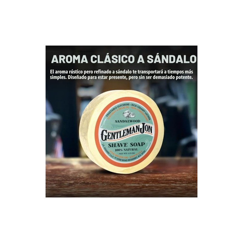 Gentleman Jon Sandalwood Shave Soap; Glycerine 2.25oz