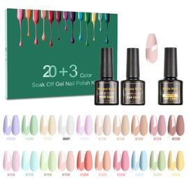 TORMAY 23Pcs Semi-Permanent Nail Polish, UV LED Gel Polish with Base Coat and Glossy & Matt Top Coat, Professional Nail Gel Polish Kit