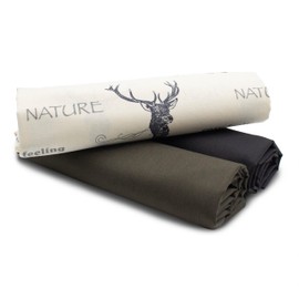 VmG-Store 1.5 m Cotton Fabric Set Design Fabric + 2 x Plain Colour Coordinated 100% Cotton Material Selection (Deer Antlers Country House Set69)