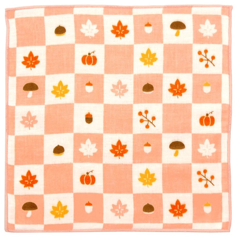 Hamamonyo Washed Towel Handkerchief, Autumn Checkered