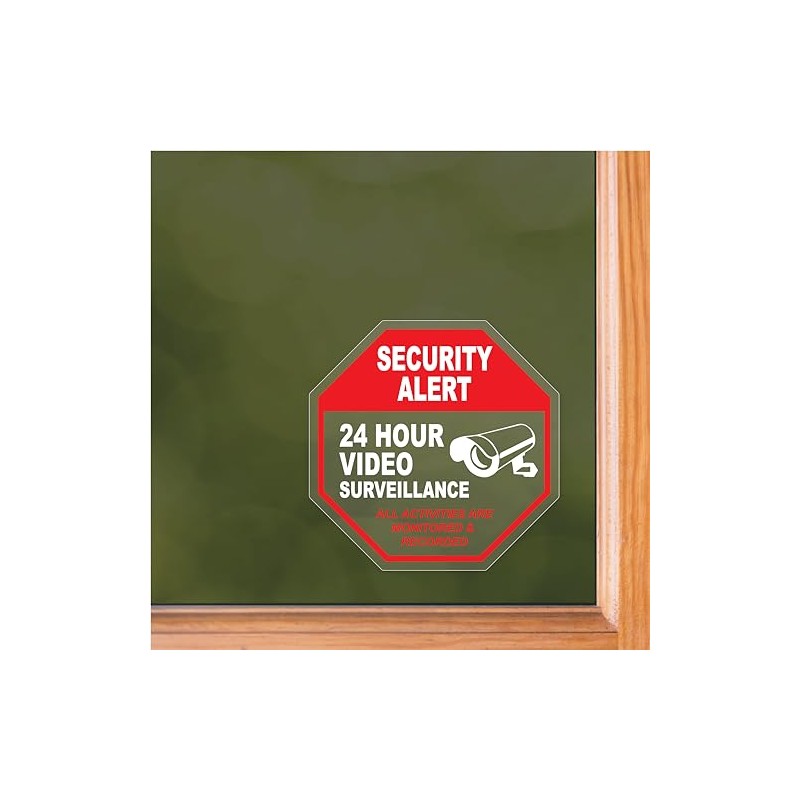 Security Alert 24 Hour Surveillance Front Static Cling by Magnet