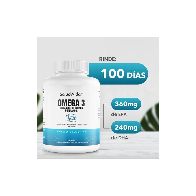 Omega 3 De 200 Cápsulas Con Salmón De Islandia, Epa