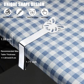Tablecloth Clips for Outdoor Picnic Tables 10 Pack, Butterfly Table Cloth Holder Clip Heavy Duty Stainless Steel Cover Clamp for Thick Tables Party Wedding Home Restaurant RV Camping Accessories