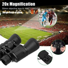20 x 50 Binoculars for Adults, HD Waterproof Binoculars with BAK4 Prism & FMC Lens, Portable Binoculars Telescope for Bird Watching, Football, Sightseeing, Climbing, Hiking, Travel and Concerts