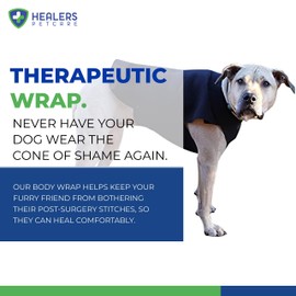 Healers Injury Recovery Front Body Wrap for Dogs - Multi Use Pet Healer - Reduce Itching and Anxiety - Therapeutic, Comfortable, and Soft - Adjustable Fit with Velcro Closure (Small)