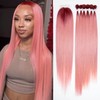 DÉBUT Ombre Red to Pink Synthetic Silky Straight 6 Bundles