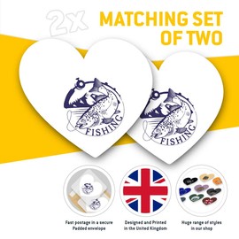 2 x Heart Stickers 15 cm - Fishing Logo Equipment Carp Fish Fun Decals for Laptops,Tablets,Luggage,Scrap Booking,Fridges, #5251
